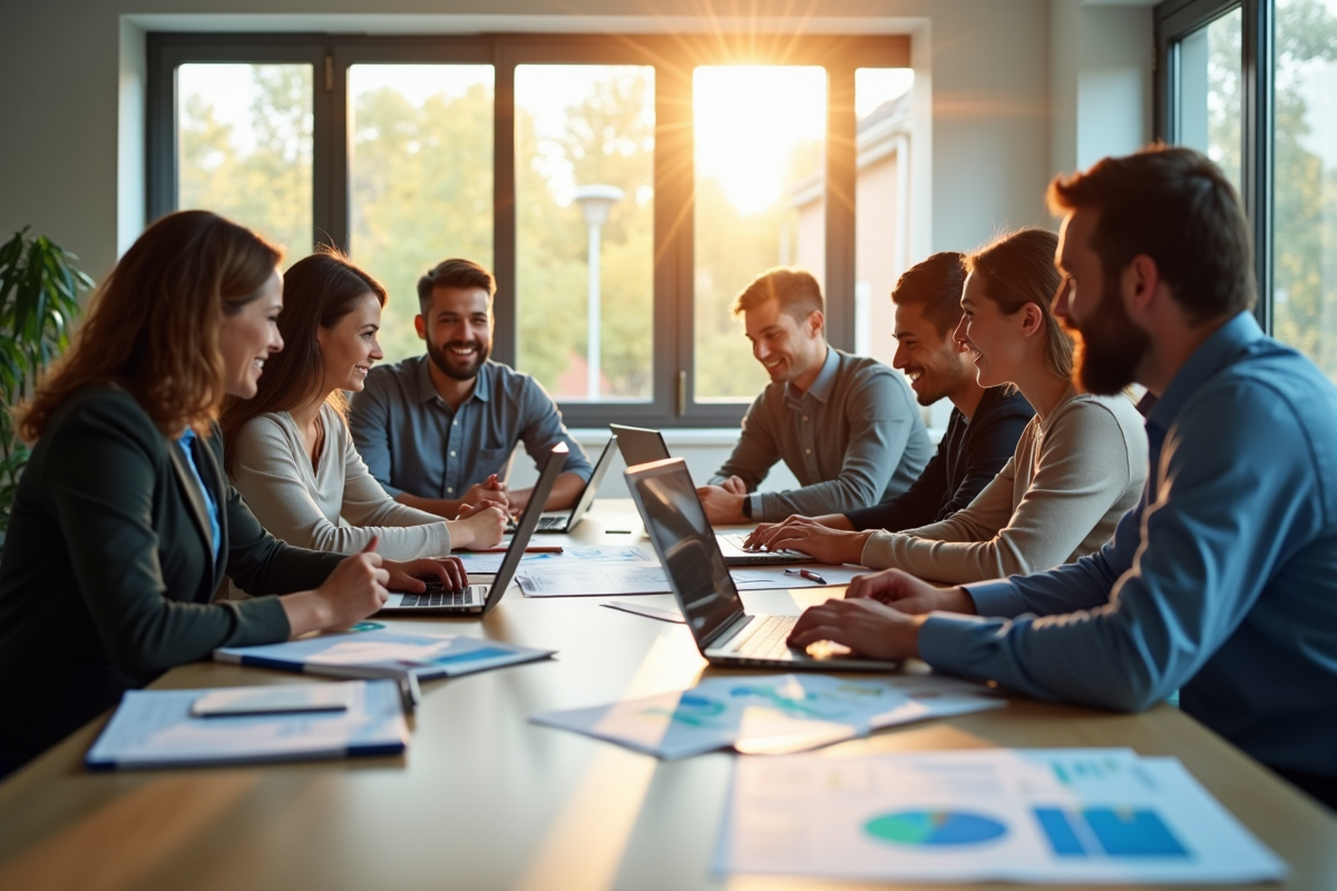 Groupe de collègues collaborant autour d