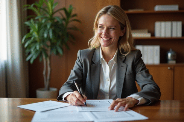Femme d'affaires confiante en réunion de travail