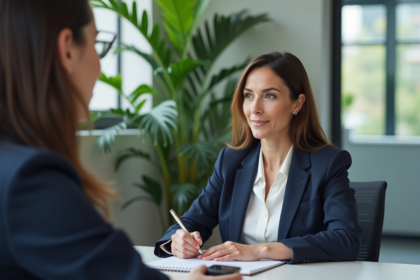 Femme professionnelle en coaching en bureau moderne