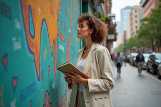 Femme en mode minimaliste dans la ville écologique