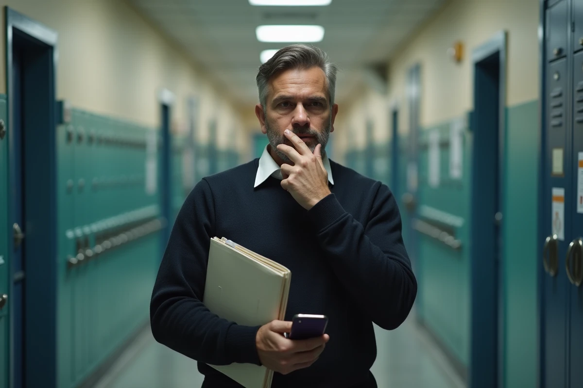 Homme réfléchi dans un couloir d