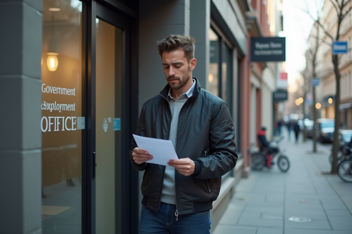 Jeune homme vérifiant une lettre d